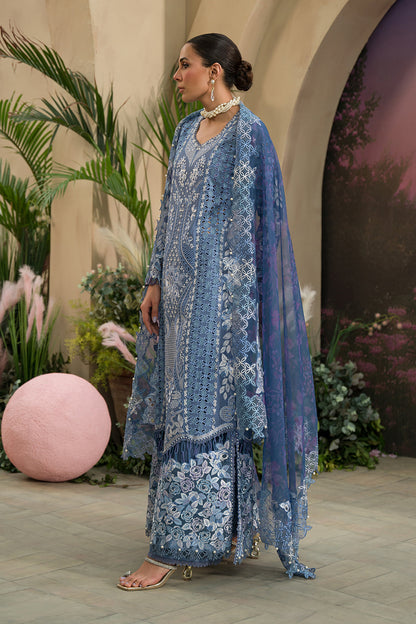 Afrozeh | The Painted Garden Lawn 24 | Indigo Ink - Designer Dress with Intricate embroidery and embellishments. Shop elegent wedding dress at Maria Faisal.