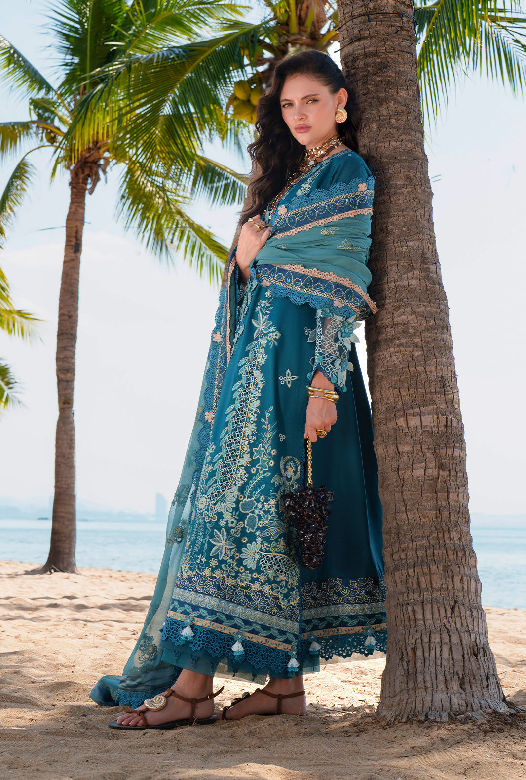 AJR Couture | Evara Luxury Lawn | Maela - Luxury Dress - available at Maria Faisal in UK and USA.