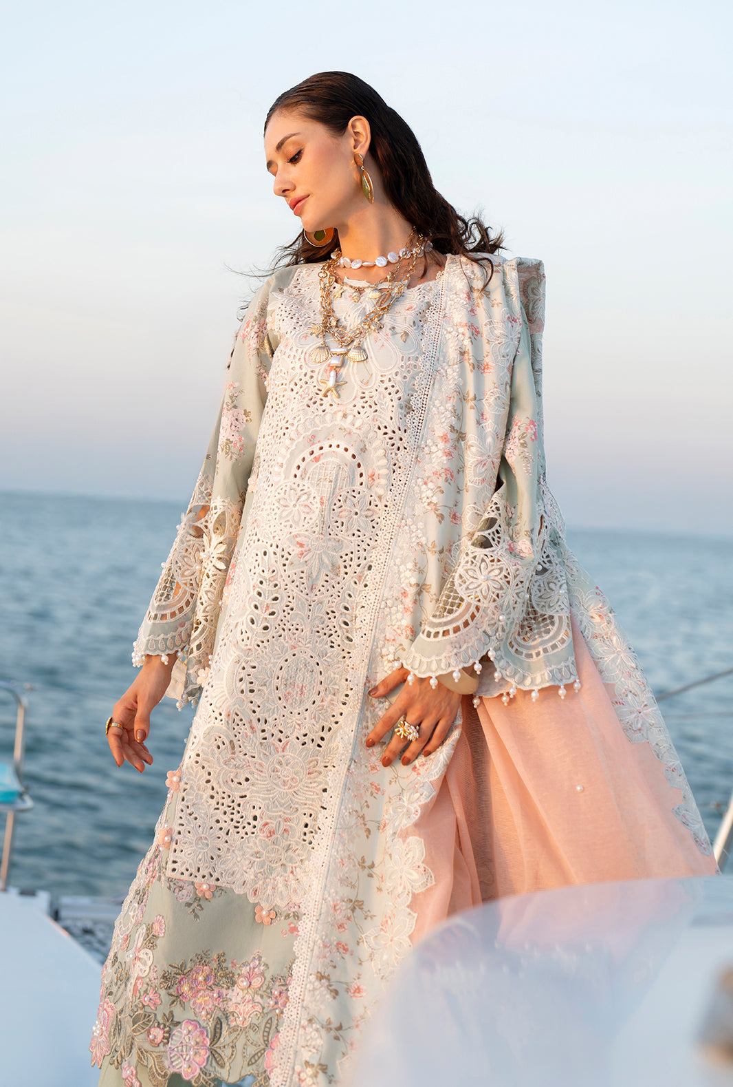 AJR Couture | Evara Luxury Lawn | Fyna - Luxury Dress - available at Maria Faisal in UK and USA.