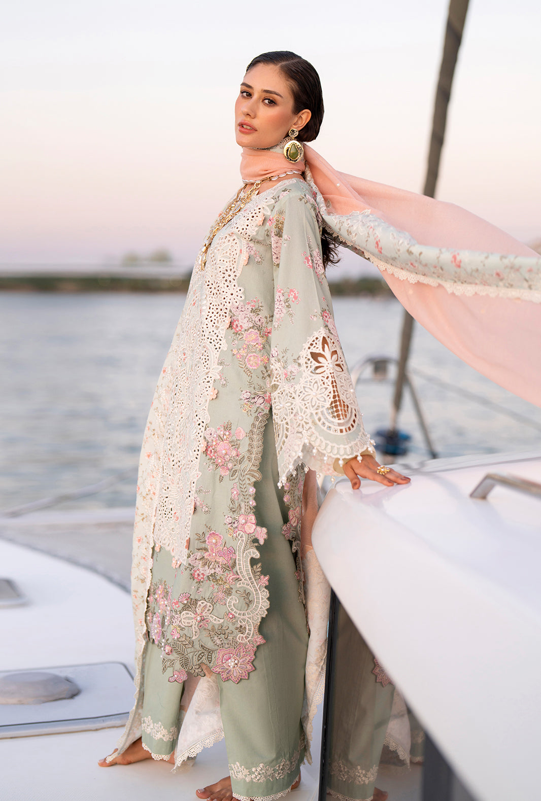 AJR Couture | Evara Luxury Lawn | Fyna - Luxury Dress - available at Maria Faisal in UK and USA.
