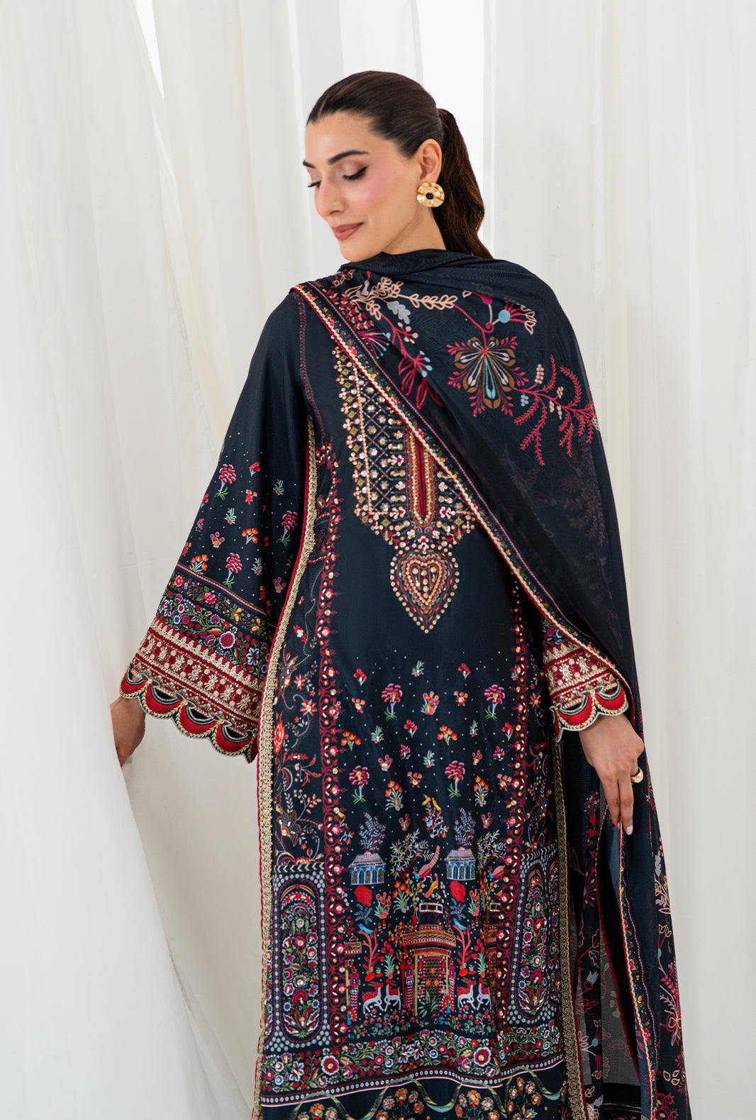AJR Couture | Luxe Silk 26 | Wren - Luxury Dress - available at Maria Faisal in UK and USA.
