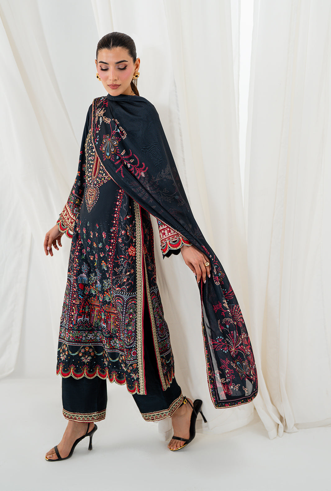 AJR Couture | Luxe Silk 26 | Wren - Luxury Dress - available at Maria Faisal in UK and USA.