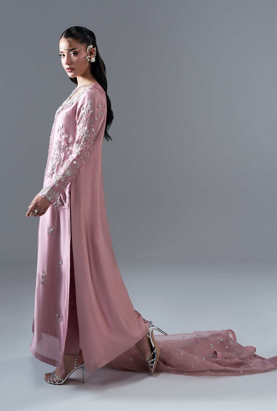Ajr Couture | Symphony Pret 26 | Dusty Rose - Formal Dress - available at Maria Faisal in UK and USA.