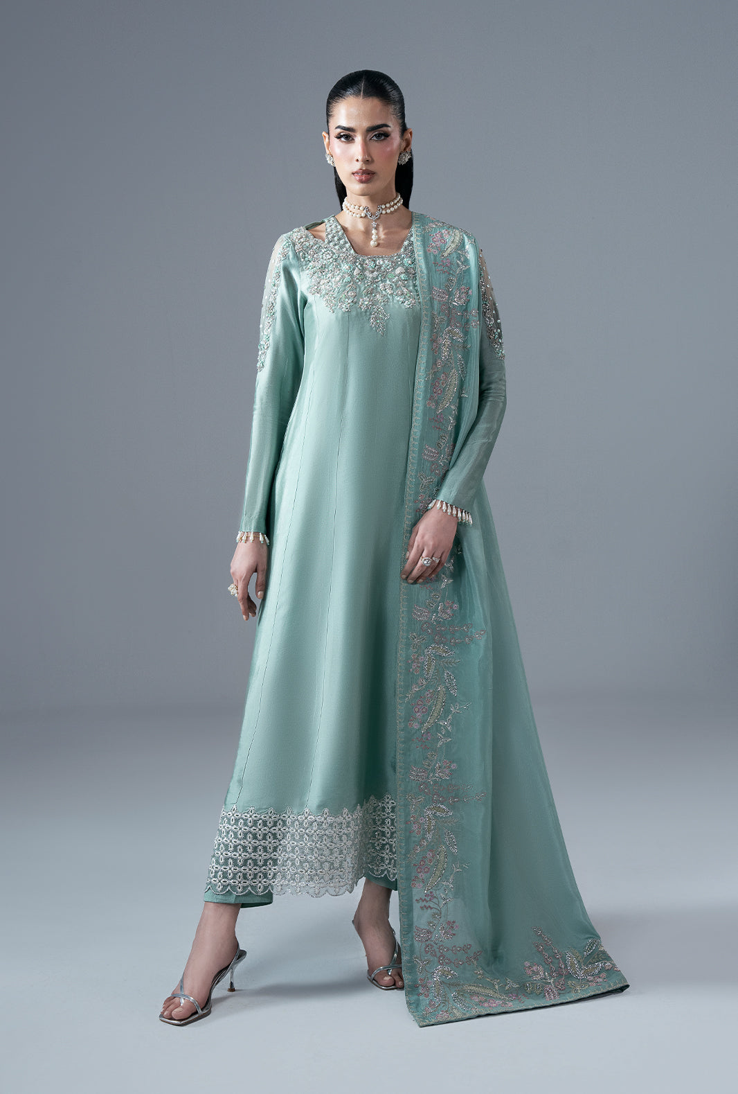Ajr Couture | Symphony Pret 26 | Marine Muse - Formal Dress - available at Maria Faisal in UK and USA.