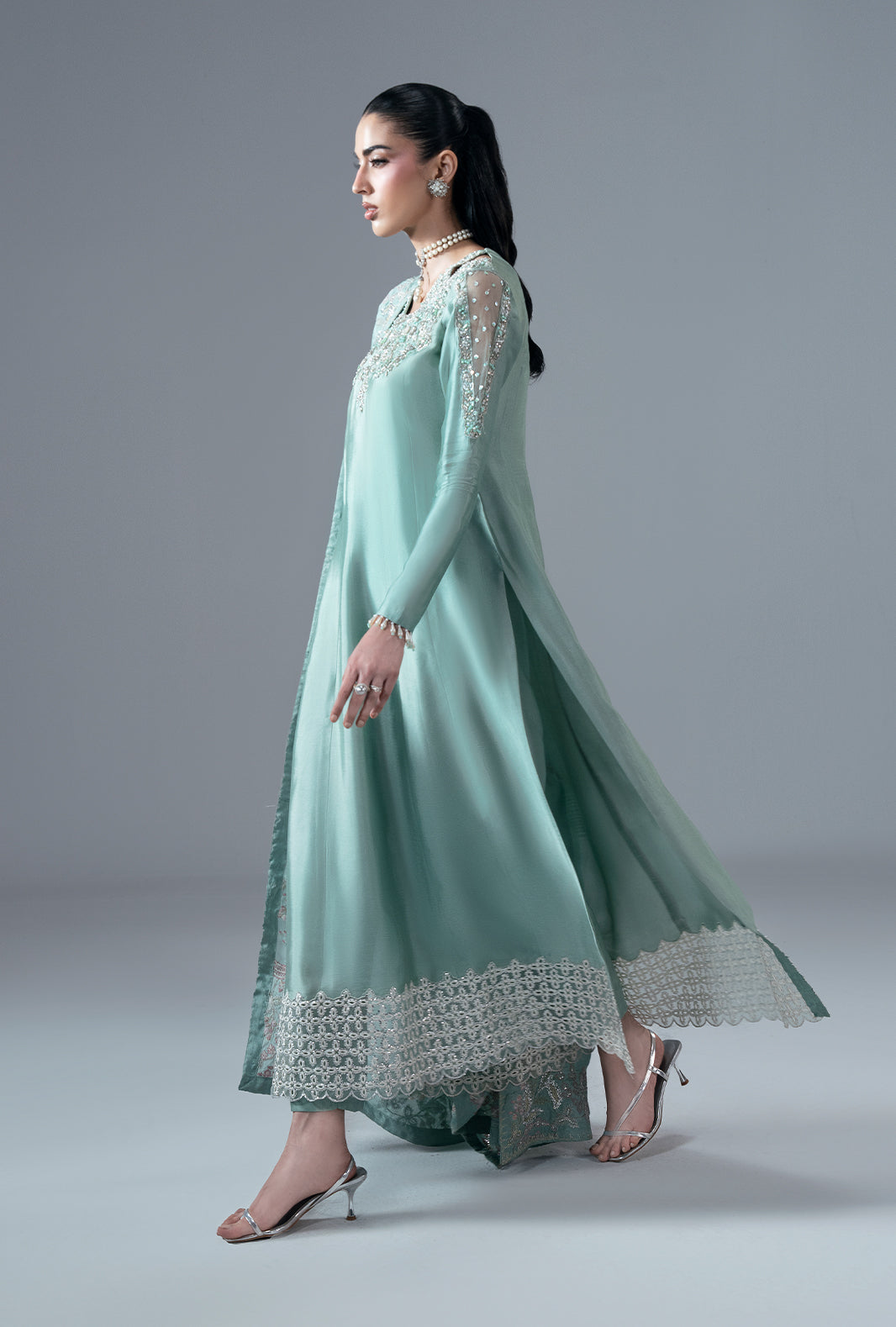 Ajr Couture | Symphony Pret 26 | Marine Muse - Formal Dress - available at Maria Faisal in UK and USA.