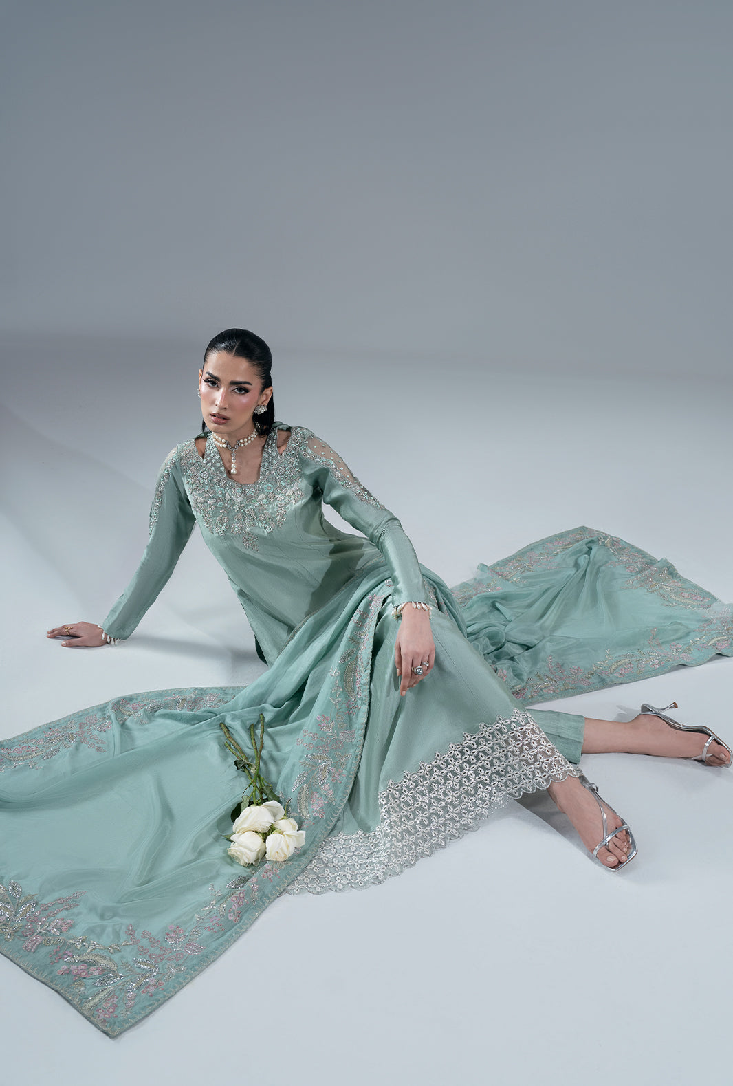 Ajr Couture | Symphony Pret 26 | Marine Muse - Formal Dress - available at Maria Faisal in UK and USA.