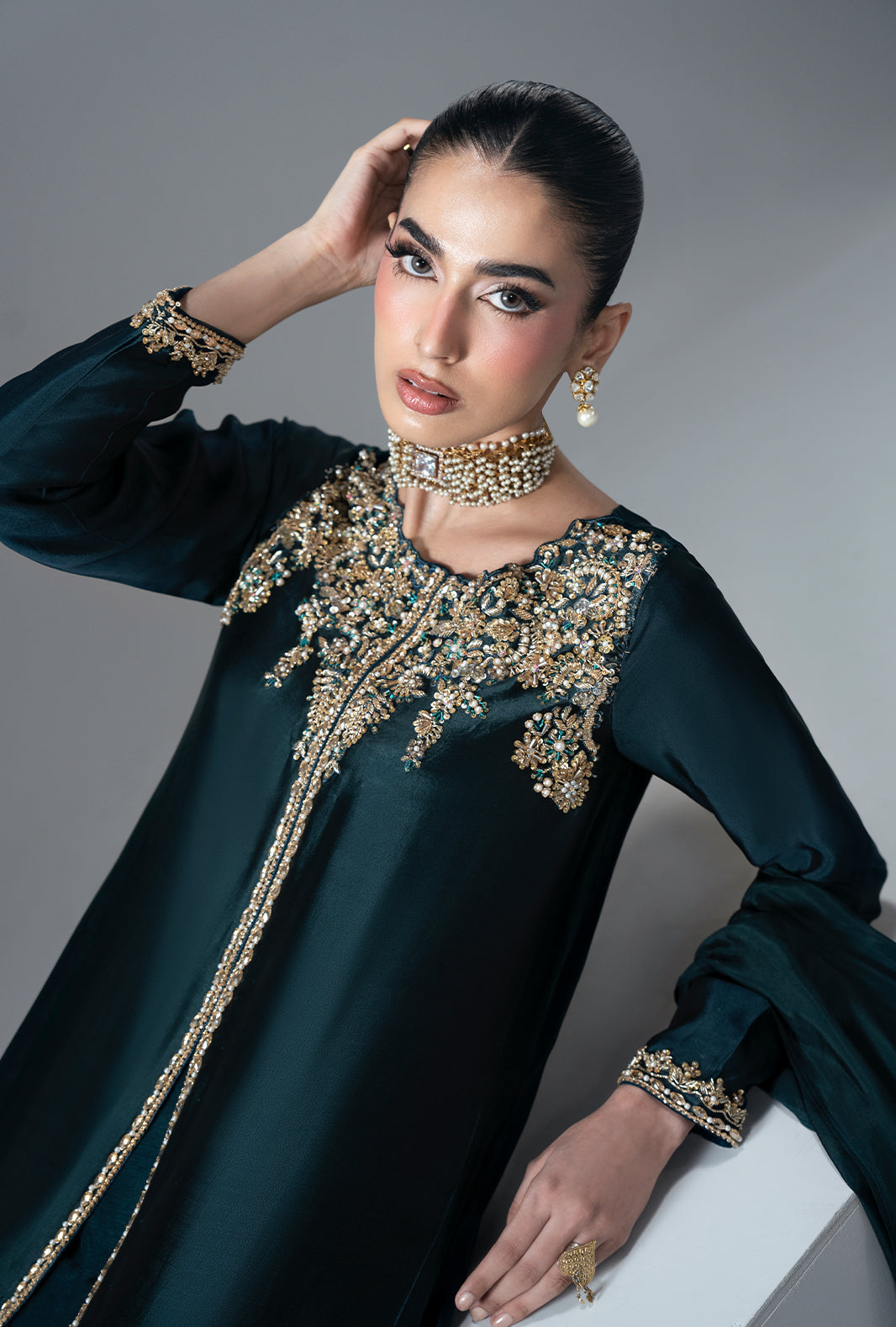 Ajr Couture | Symphony Pret 26 | Jade Mirage - Formal Dress - available at Maria Faisal in UK and USA.