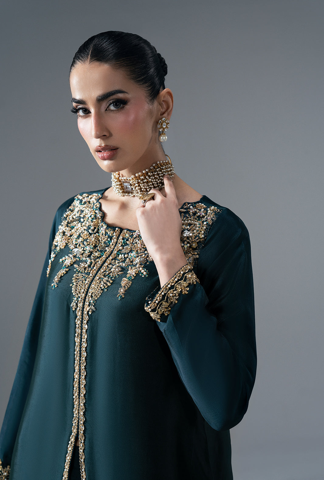 Ajr Couture | Symphony Pret 26 | Jade Mirage - Formal Dress - available at Maria Faisal in UK and USA.