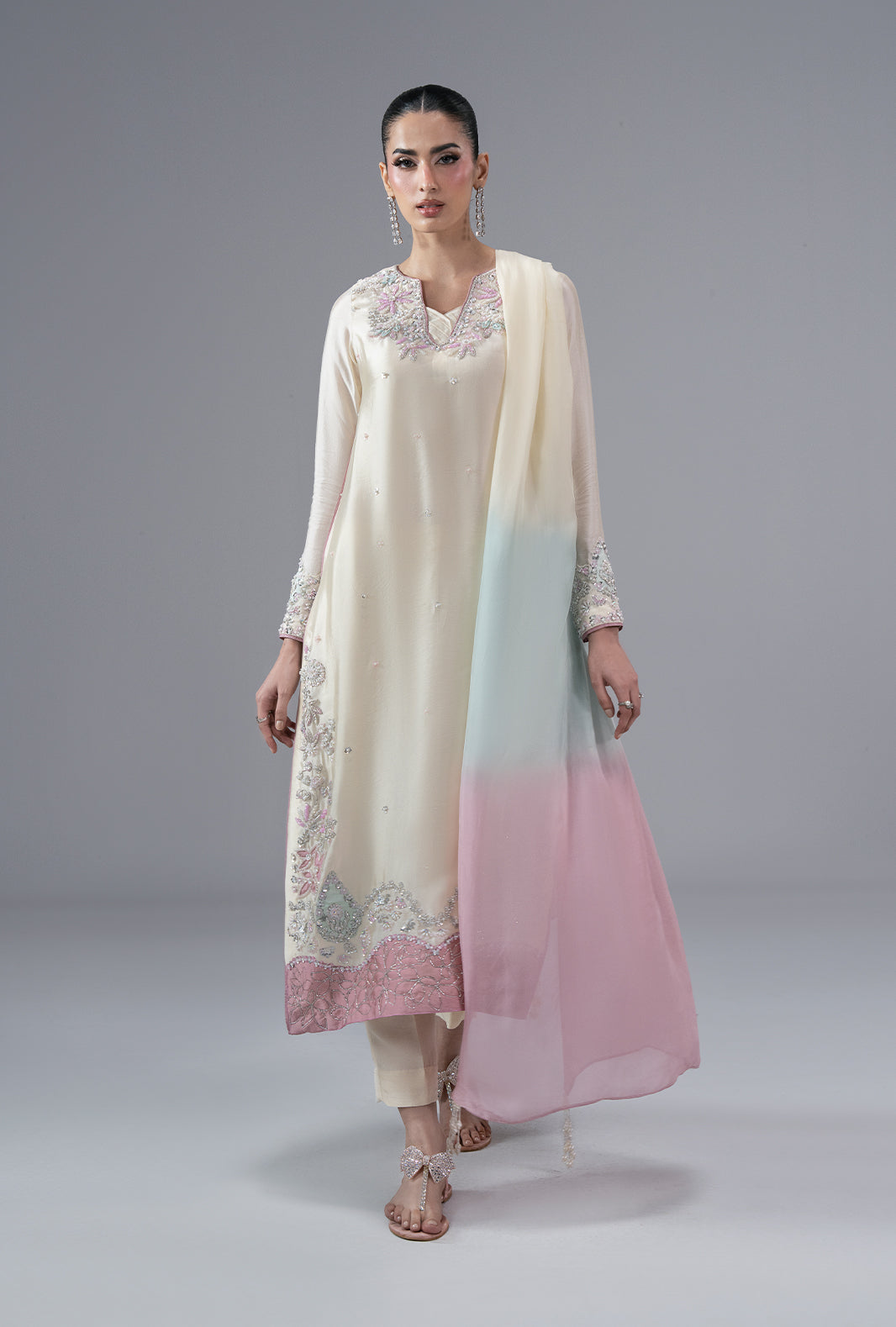 Ajr Couture | Symphony Pret 26 | Ivory Muse - Formal Dress - available at Maria Faisal in UK and USA.