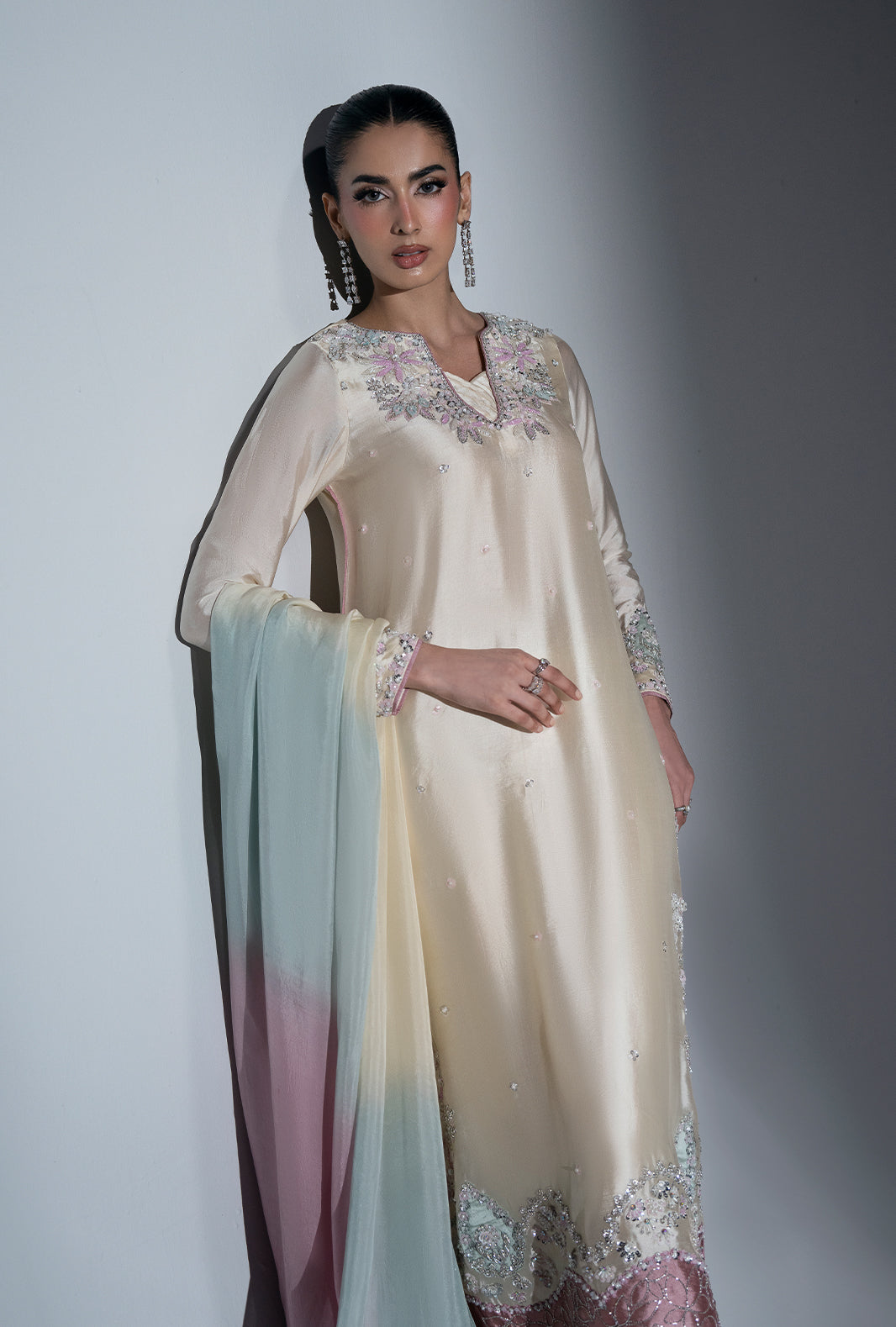 Ajr Couture | Symphony Pret 26 | Ivory Muse - Formal Dress - available at Maria Faisal in UK and USA.