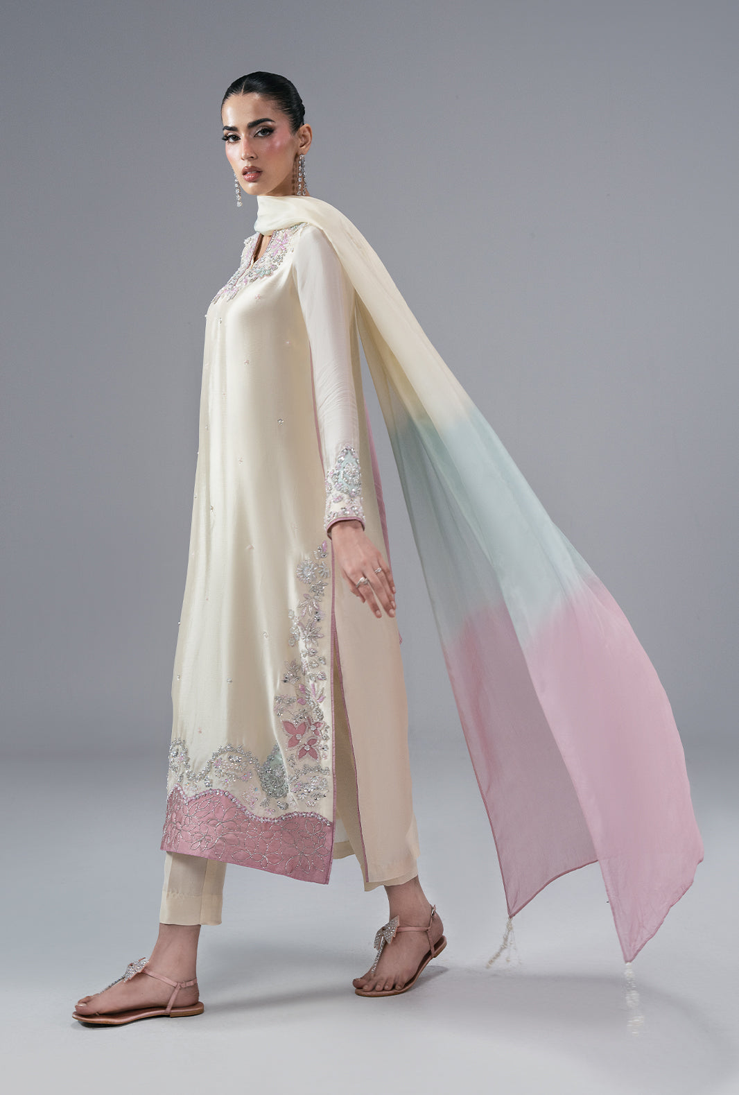 Ajr Couture | Symphony Pret 26 | Ivory Muse - Formal Dress - available at Maria Faisal in UK and USA.