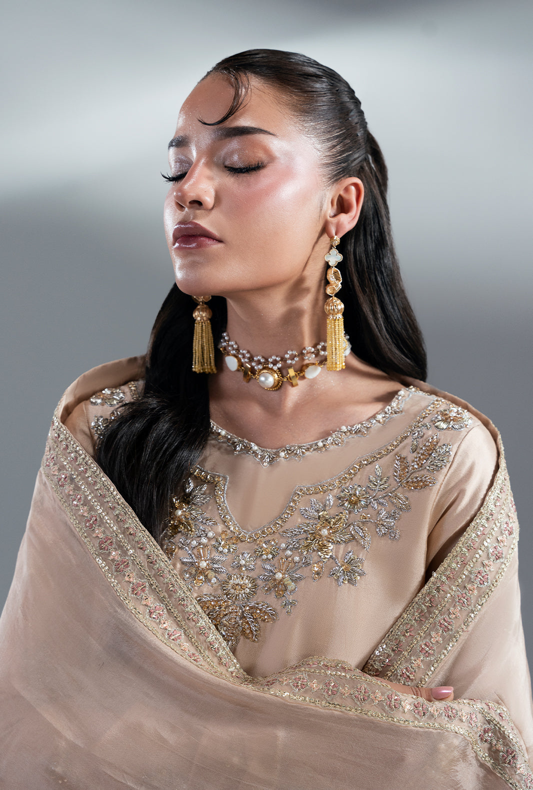 Ajr Couture | Symphony Pret 26 | Amber Glow - Formal Dress - available at Maria Faisal in UK and USA.