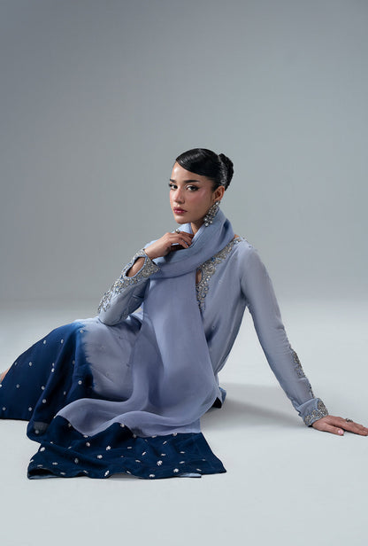 Ajr Couture | Symphony Pret 26 | Sapphire - Formal Dress - available at Maria Faisal in UK and USA.