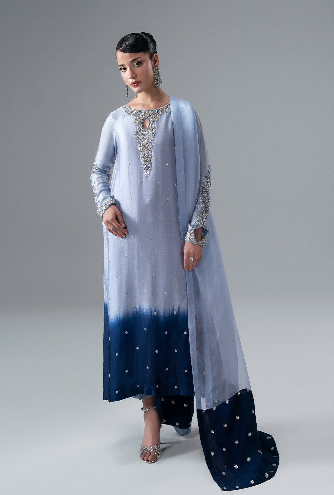 Ajr Couture | Symphony Pret 26 | Sapphire - Formal Dress - available at Maria Faisal in UK and USA.