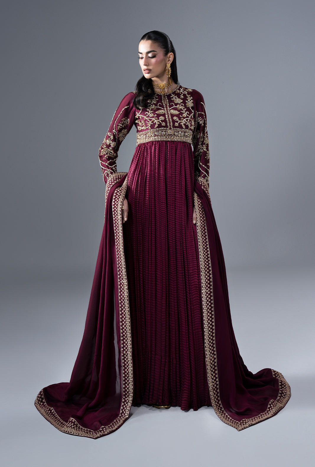 Ajr Couture | Symphony Pret 26 | Carmine - Formal Dress - available at Maria Faisal in UK and USA.