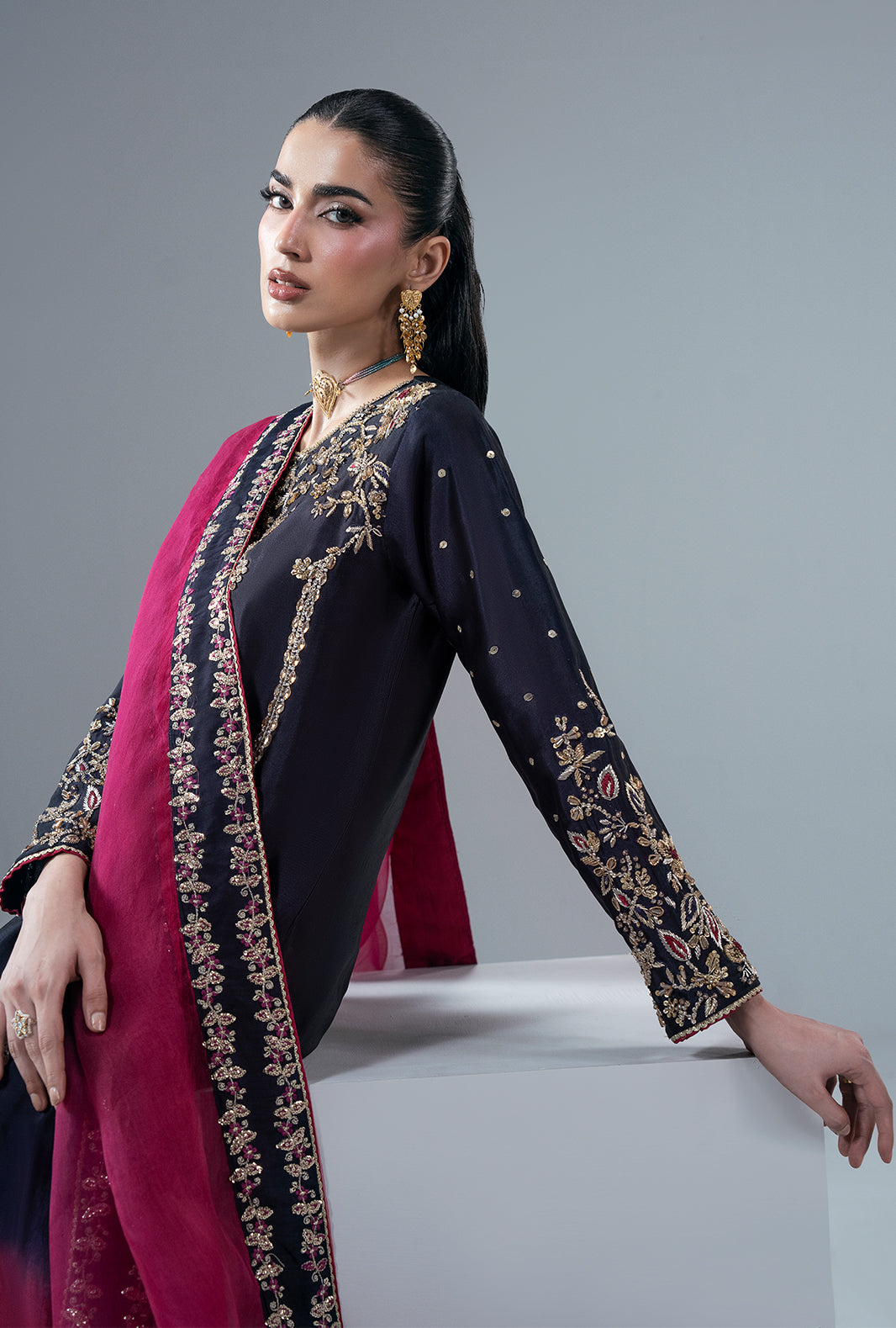 Ajr Couture | Symphony Pret 26 | Scarlet Ruby - Formal Dress - available at Maria Faisal in UK and USA.