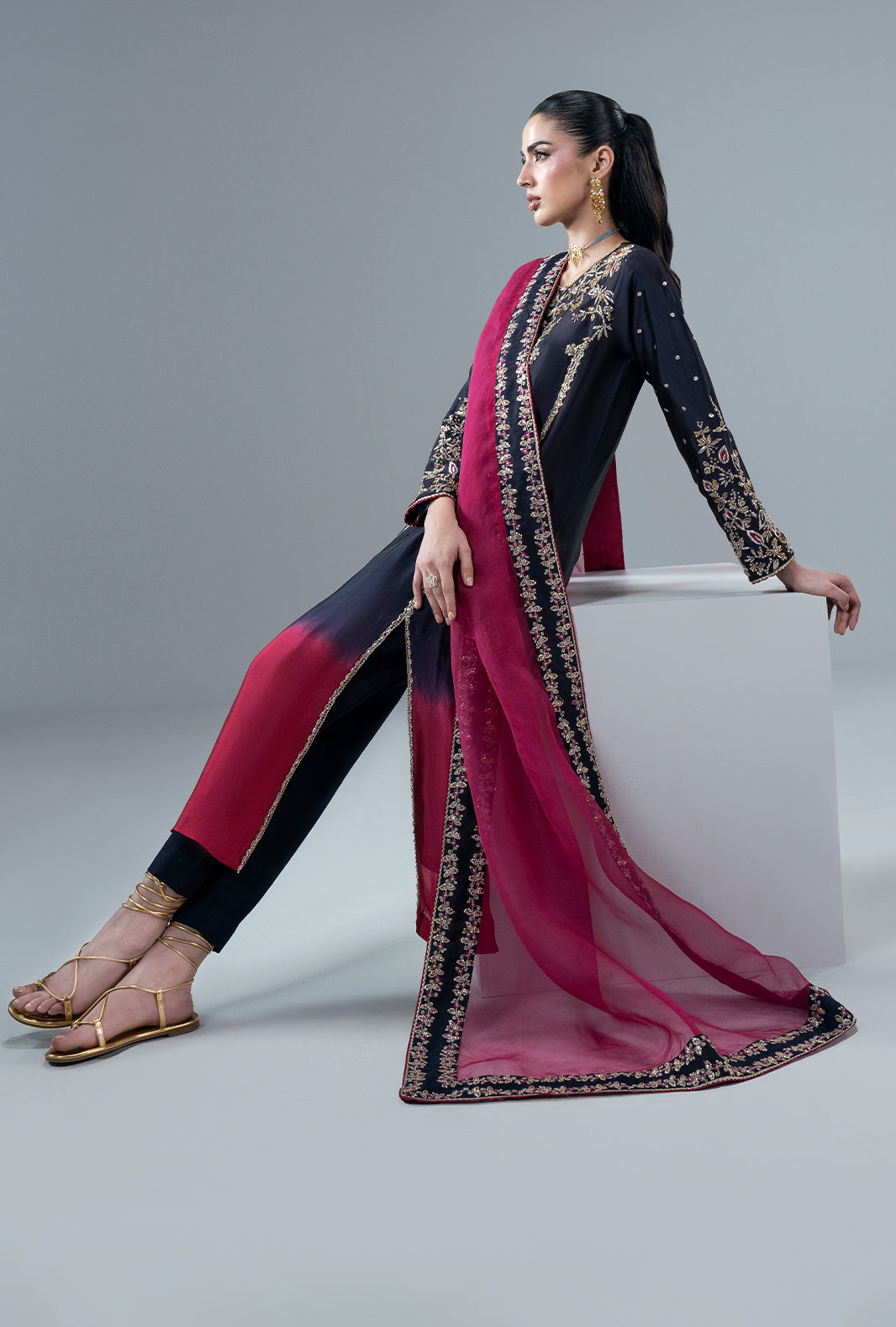 Ajr Couture | Symphony Pret 26 | Scarlet Ruby - Formal Dress - available at Maria Faisal in UK and USA.