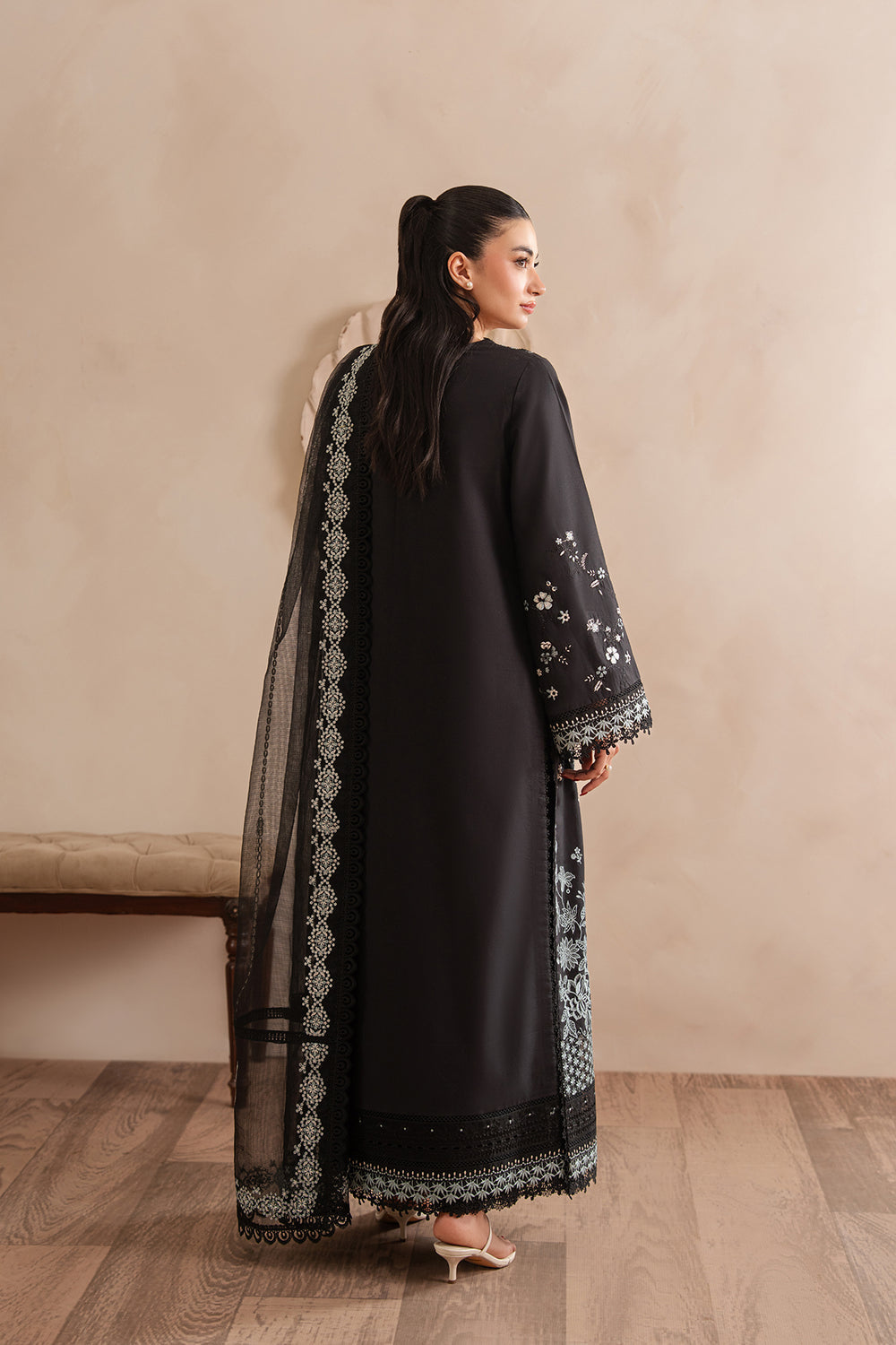 Afrozeh | Muted Muse 26 | Stone - Luxury Dress - available at Maria Faisal in UK and USA.