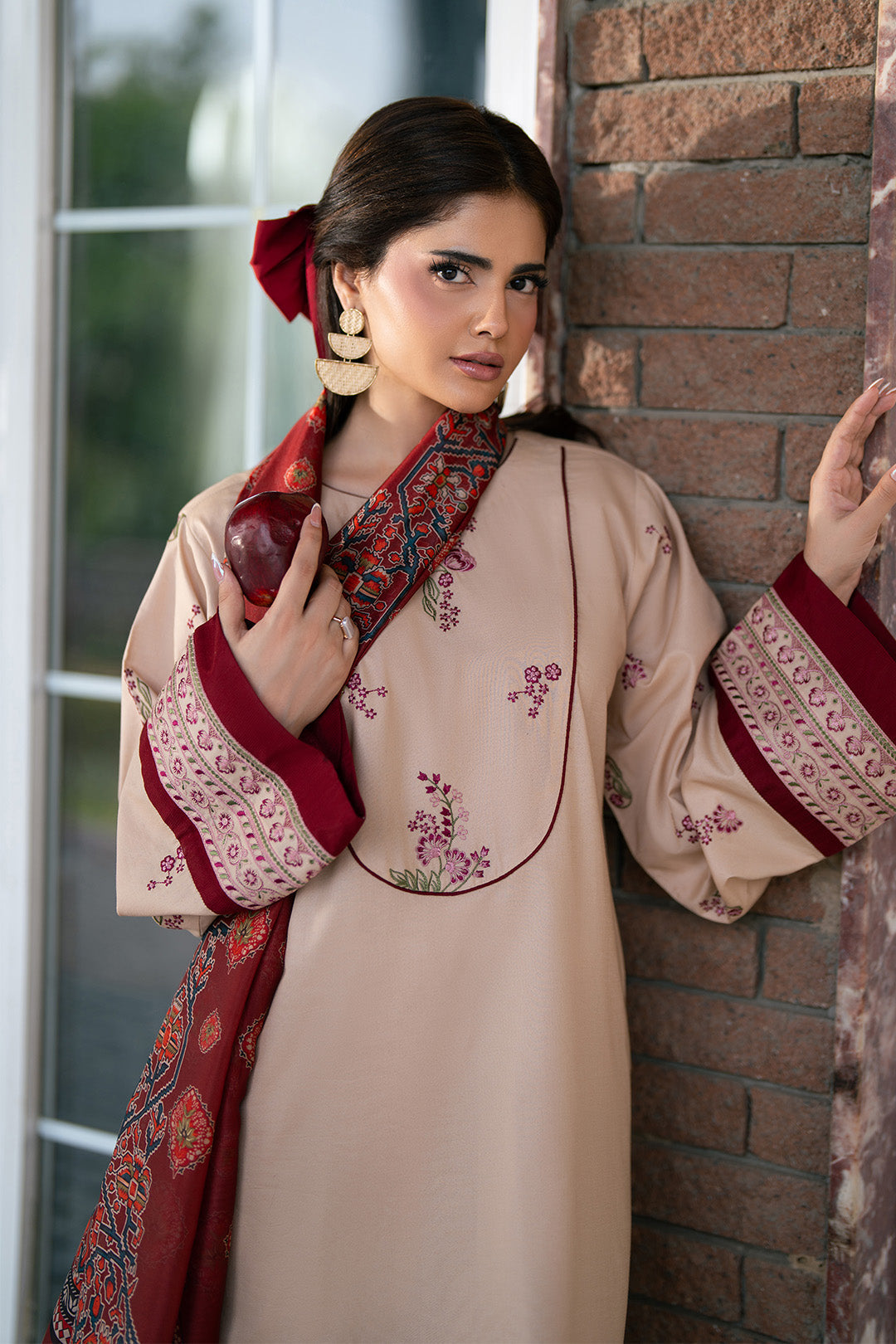 Alizeh | Printed Lawn | AF-EL-7078-Tan - Casual Dress - available at Maria Faisal in UK and USA.