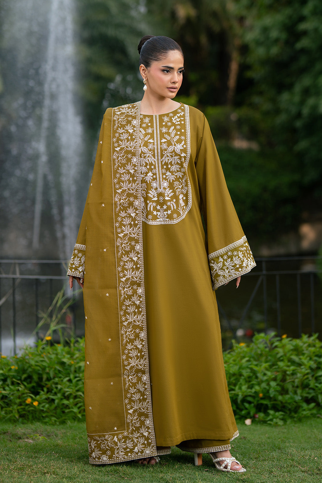 Alizeh | Printed Lawn | AF-EL-7075-Moss - Casual Dress - available at Maria Faisal in UK and USA.