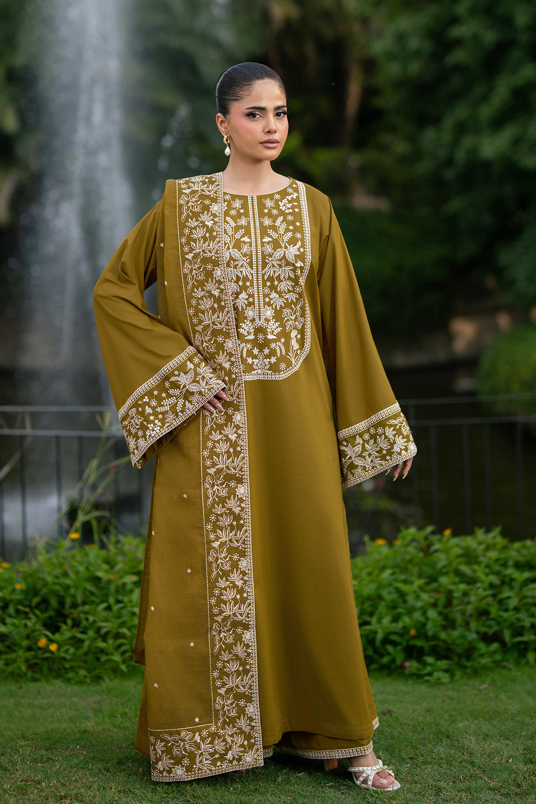 Alizeh | Printed Lawn | AF-EL-7075-Moss - Casual Dress - available at Maria Faisal in UK and USA.
