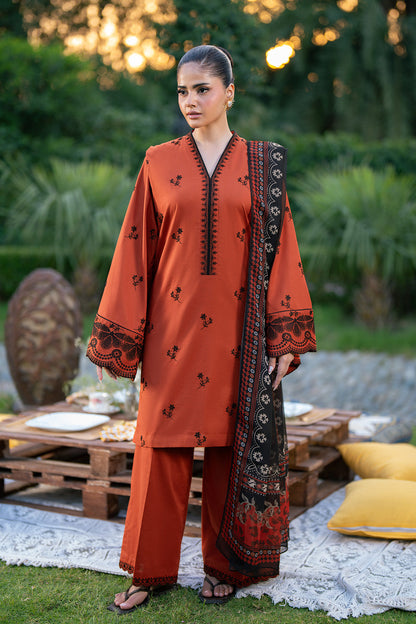 Alizeh | Printed Lawn | AF-EL-7077-Tawny - Casual Dress - available at Maria Faisal in UK and USA.