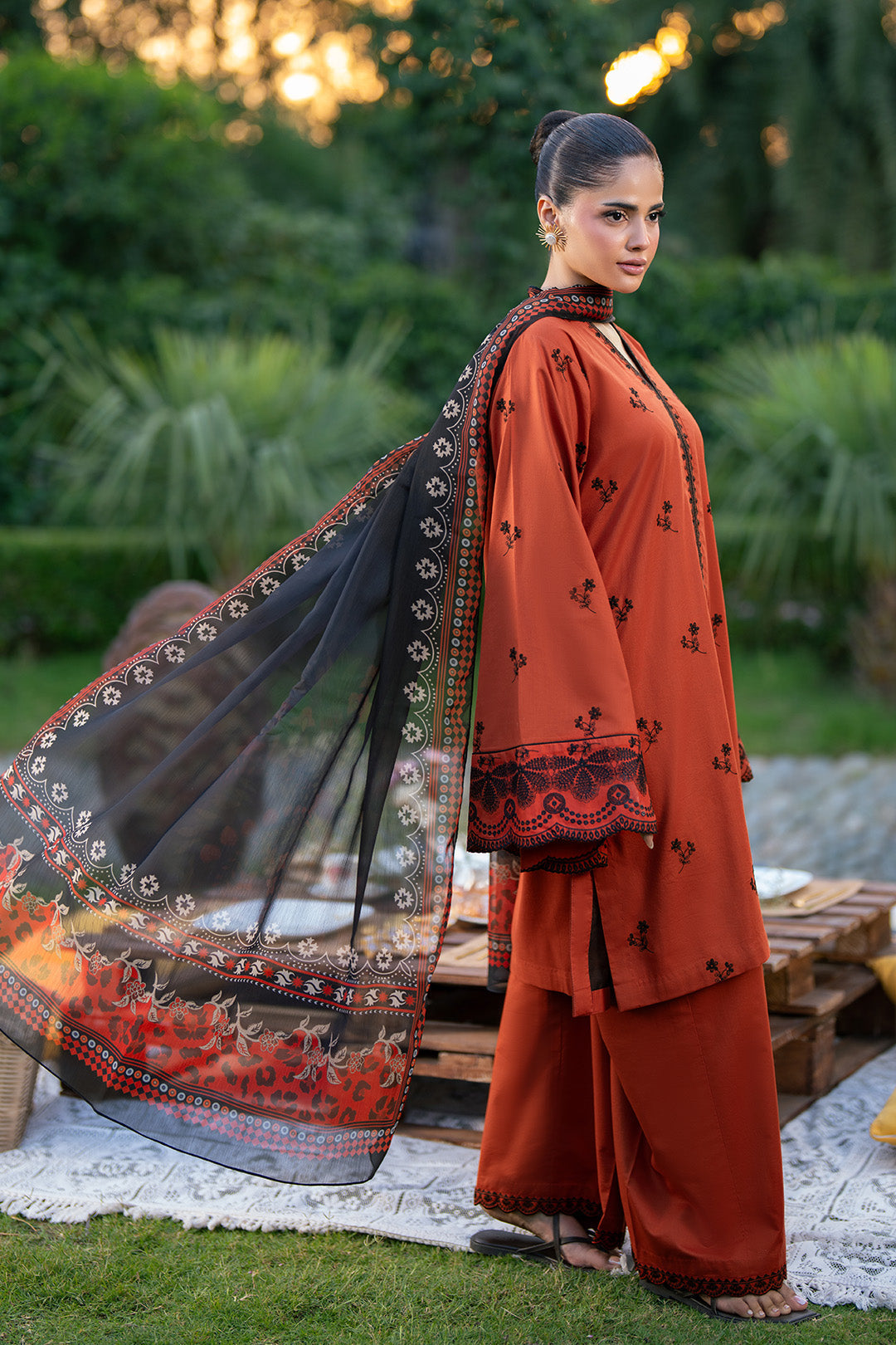 Alizeh | Printed Lawn | AF-EL-7077-Tawny - Casual Dress - available at Maria Faisal in UK and USA.