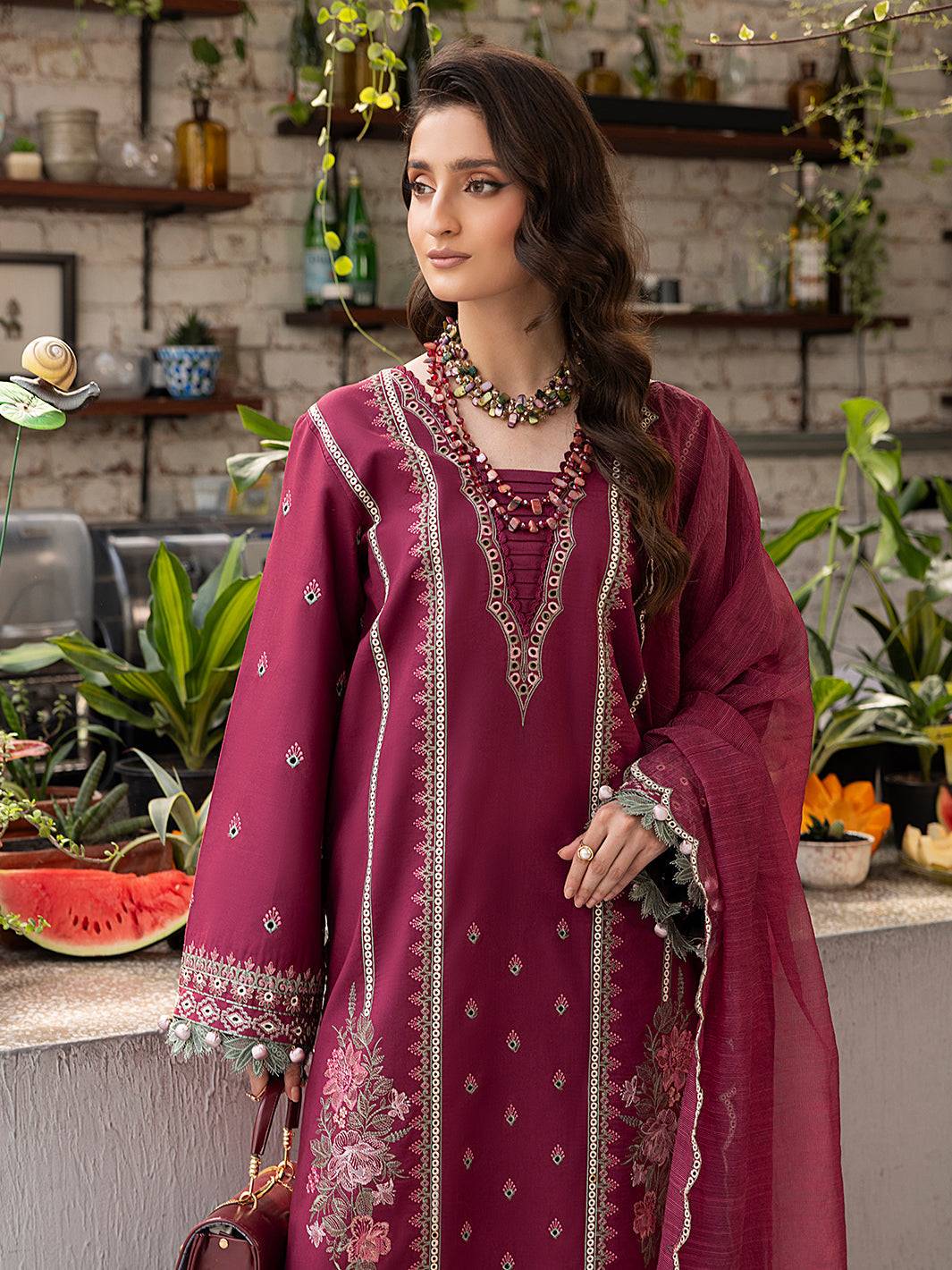 Izel | Meadow Muse Embroidered Lawn 25 | ALOURA by Maria Faisal - Registered Vendor of : Izel - type : Ladies Clothes - 100% original wedding dresses