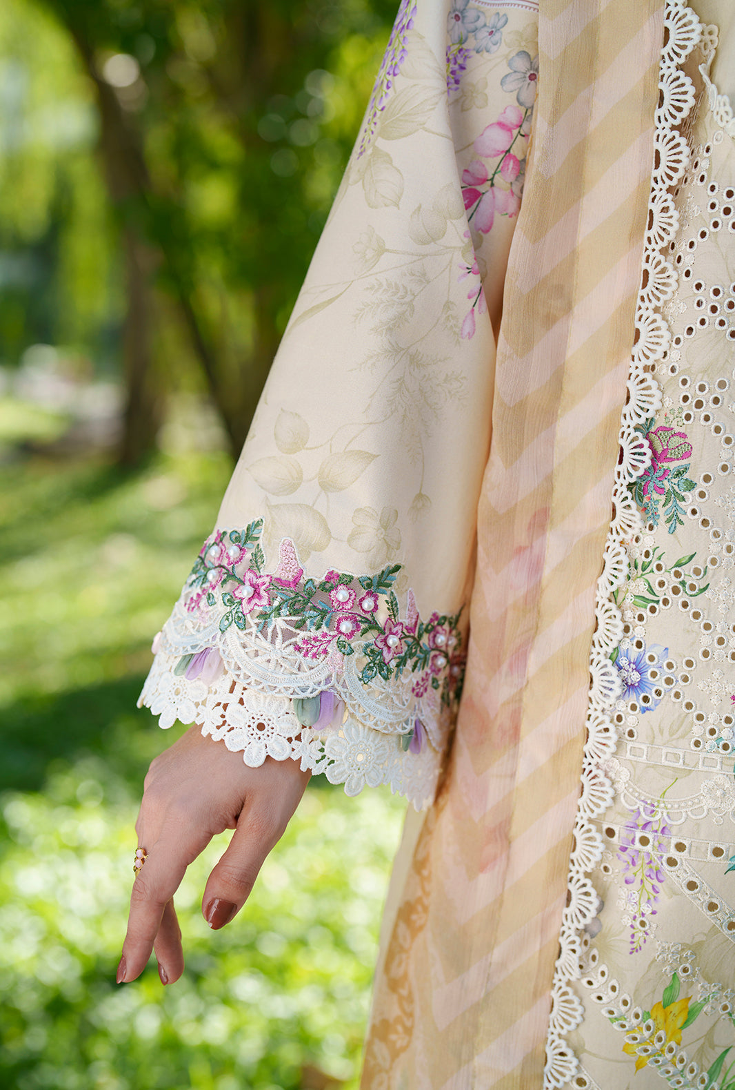 AJR Couture | Printed Chikankari 26 | Lila - Luxury Dress - available at Maria Faisal in UK and USA.