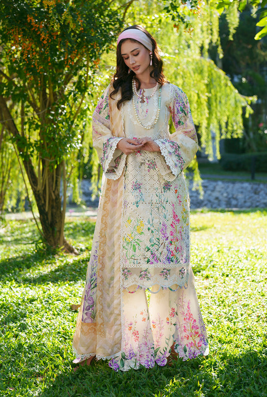 AJR Couture | Printed Chikankari 26 | Lila - Luxury Dress - available at Maria Faisal in UK and USA.