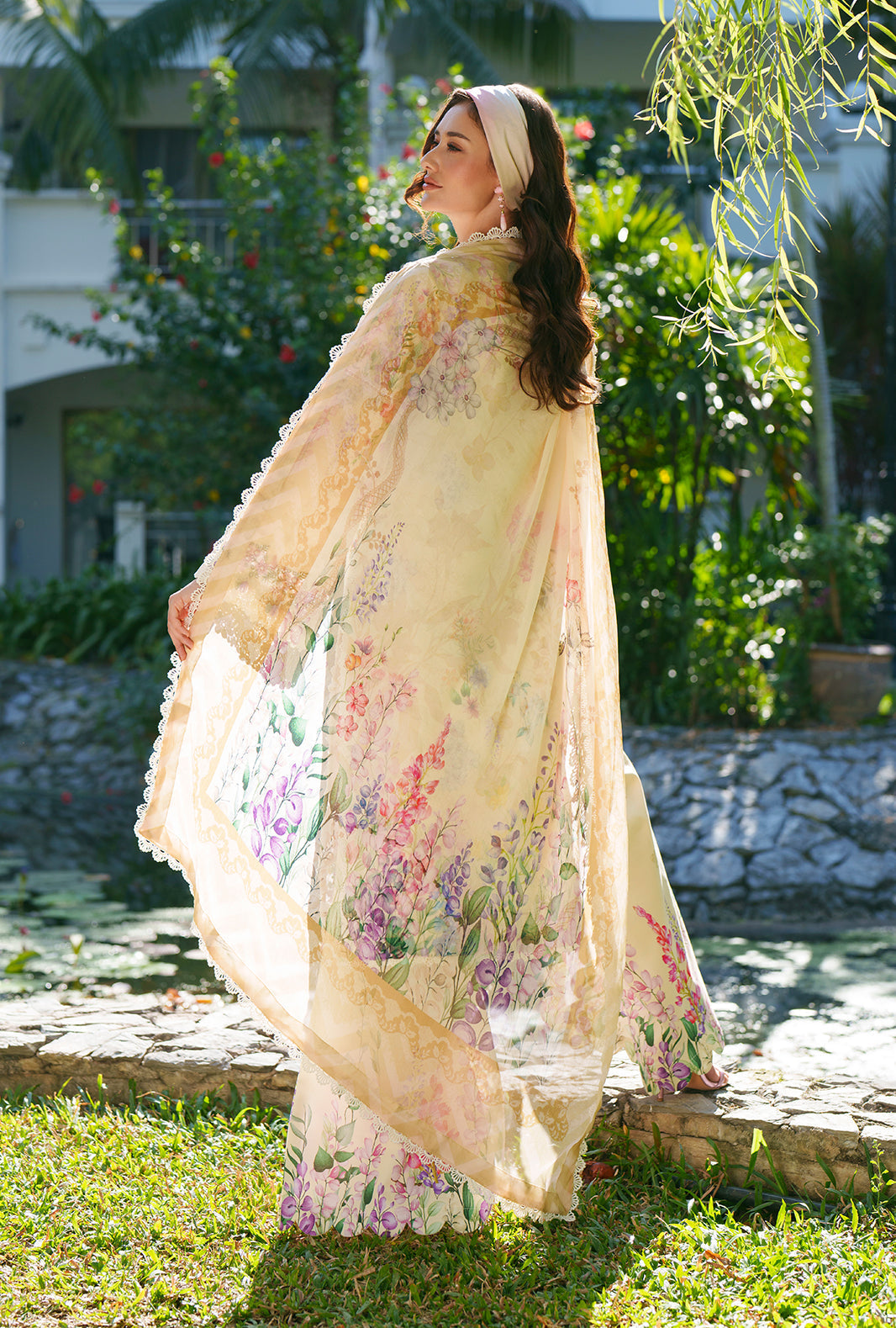 AJR Couture | Printed Chikankari 26 | Lila - Luxury Dress - available at Maria Faisal in UK and USA.