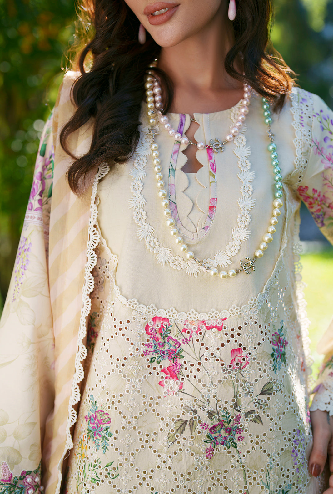 AJR Couture | Printed Chikankari 26 | Lila - Luxury Dress - available at Maria Faisal in UK and USA.
