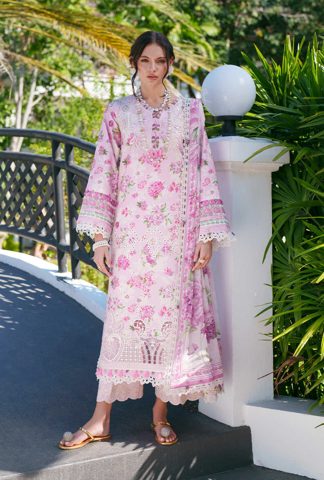 AJR Couture | Printed Chikankari 26 | Rumi - Luxury Dress - available at Maria Faisal in UK and USA.