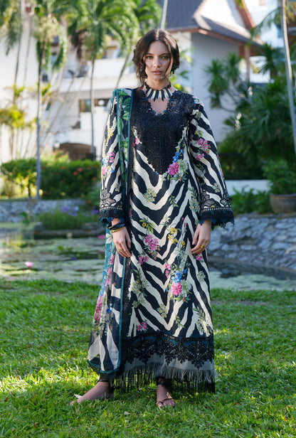 AJR Couture | Printed Chikankari 26 | Iris - Luxury Dress - available at Maria Faisal in UK and USA.