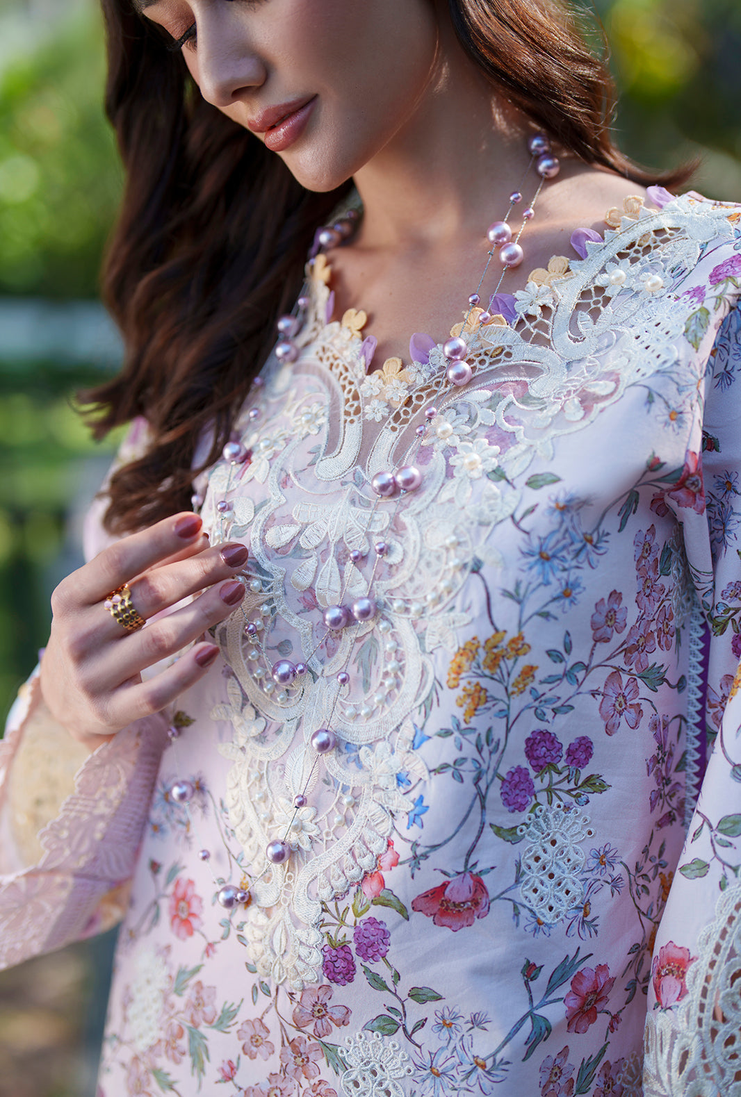 AJR Couture | Printed Chikankari 26 | Zuri - Luxury Dress - available at Maria Faisal in UK and USA.