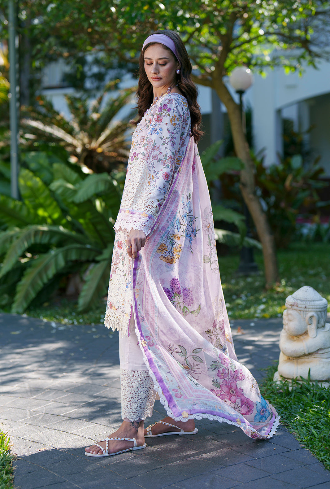 AJR Couture | Printed Chikankari 26 | Zuri - Luxury Dress - available at Maria Faisal in UK and USA.