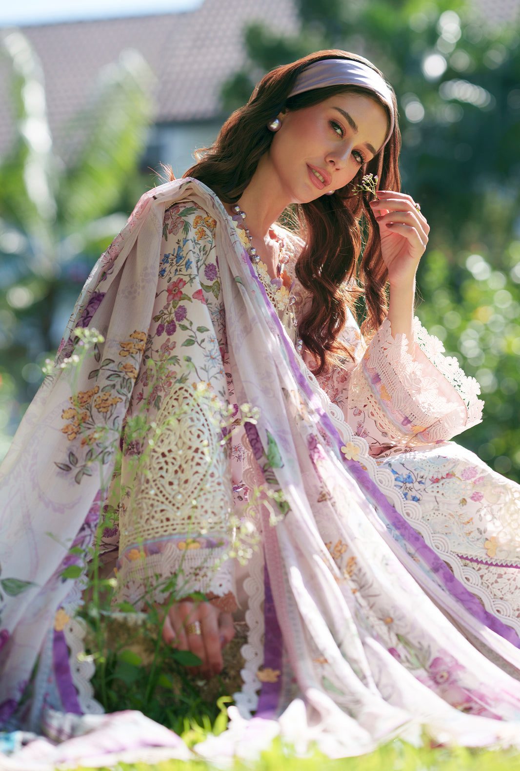 AJR Couture | Printed Chikankari 26 | Zuri - Luxury Dress - available at Maria Faisal in UK and USA.