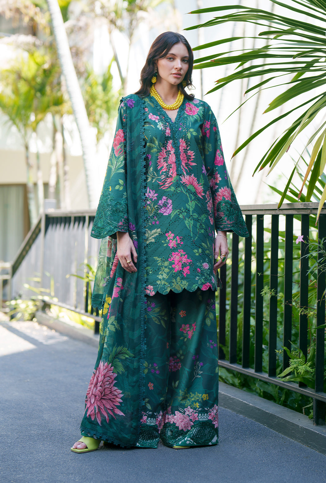 AJR Couture | Printed Chikankari 26 | Tali - Luxury Dress - available at Maria Faisal in UK and USA.