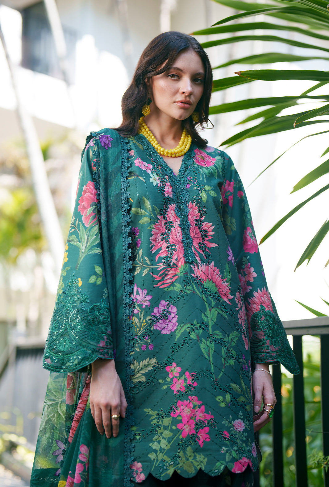 AJR Couture | Printed Chikankari 26 | Tali - Luxury Dress - available at Maria Faisal in UK and USA.