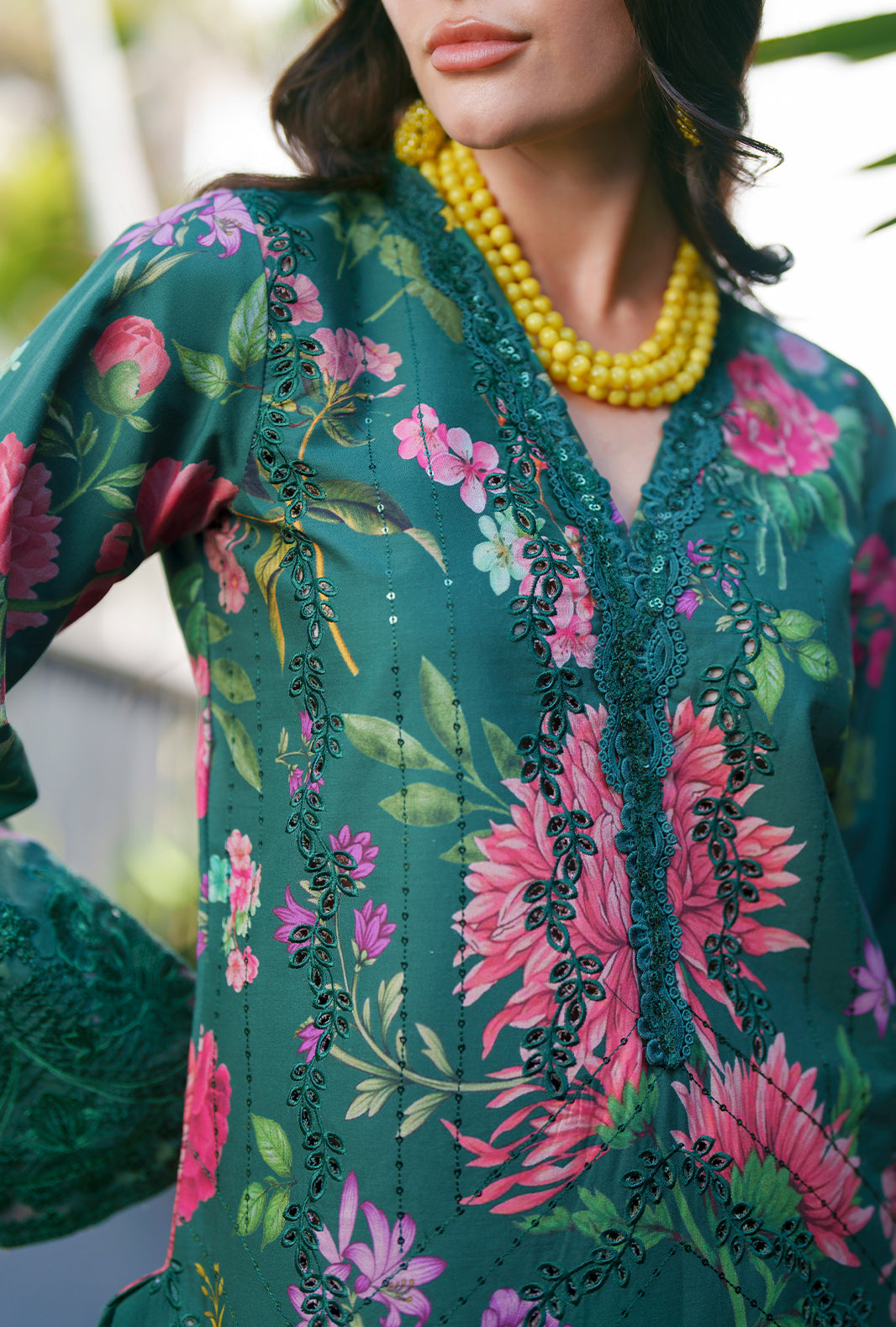AJR Couture | Printed Chikankari 26 | Tali - Luxury Dress - available at Maria Faisal in UK and USA.