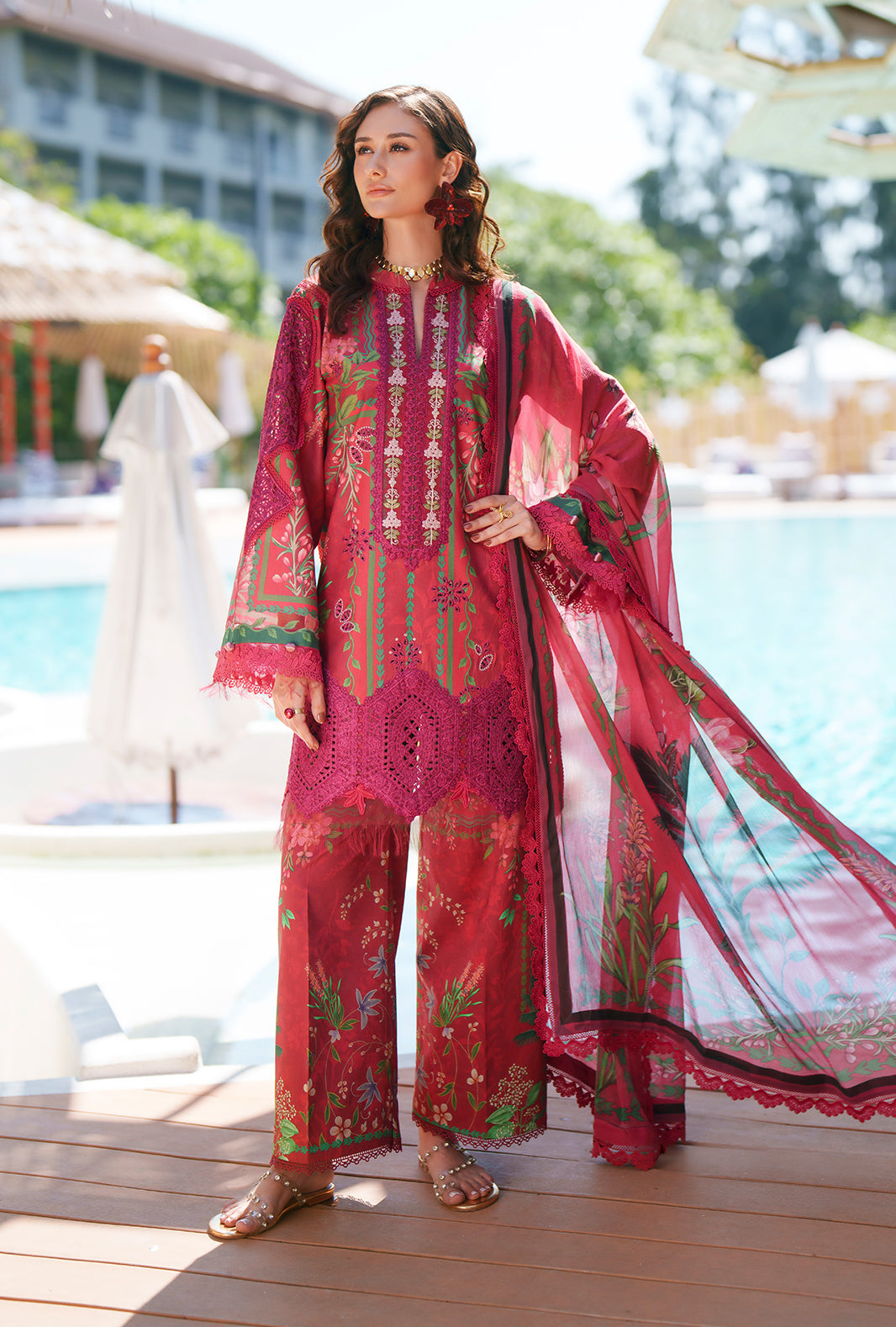 AJR Couture | Printed Chikankari 26 | Amaira - Luxury Dress - available at Maria Faisal in UK and USA.