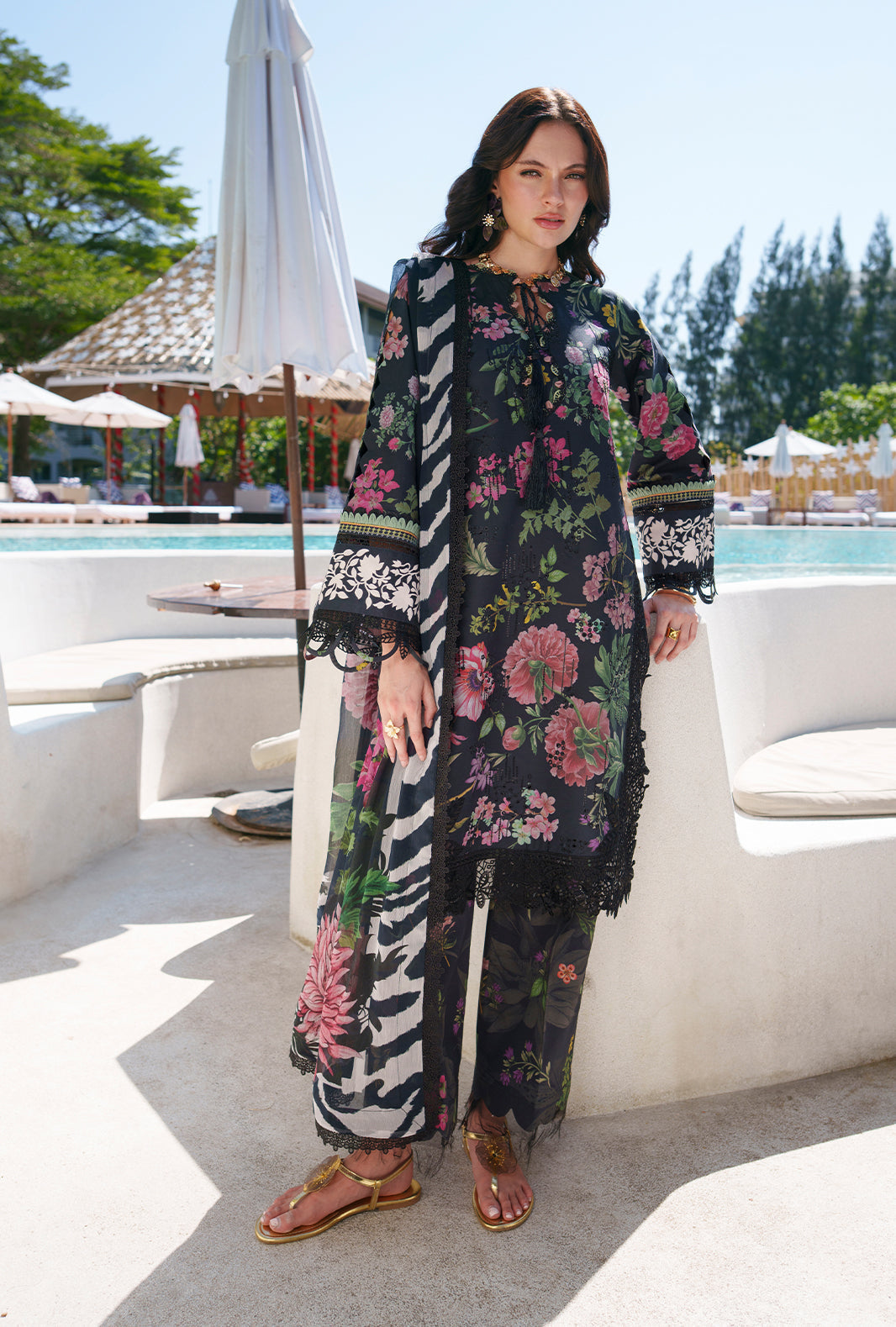 AJR Couture | Printed Chikankari 26 | Vera - Luxury Dress - available at Maria Faisal in UK and USA.