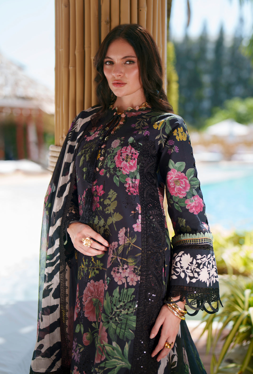 AJR Couture | Printed Chikankari 26 | Vera - Luxury Dress - available at Maria Faisal in UK and USA.