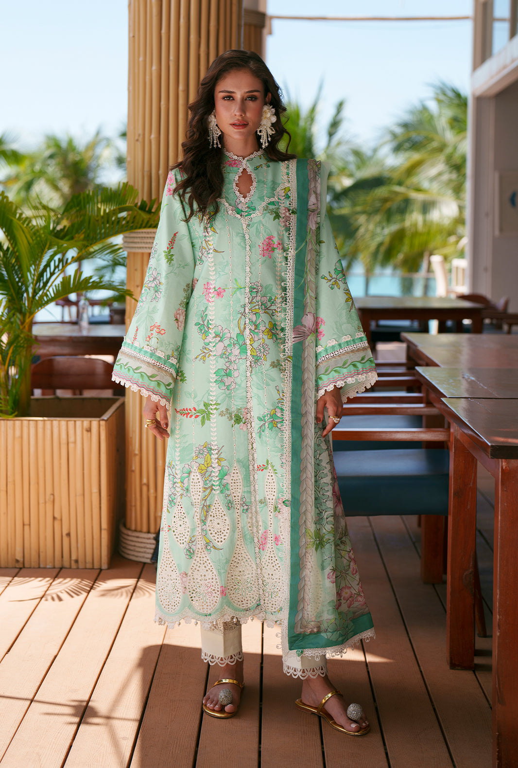AJR Couture | Printed Chikankari 26 | Eliya - Luxury Dress - available at Maria Faisal in UK and USA.