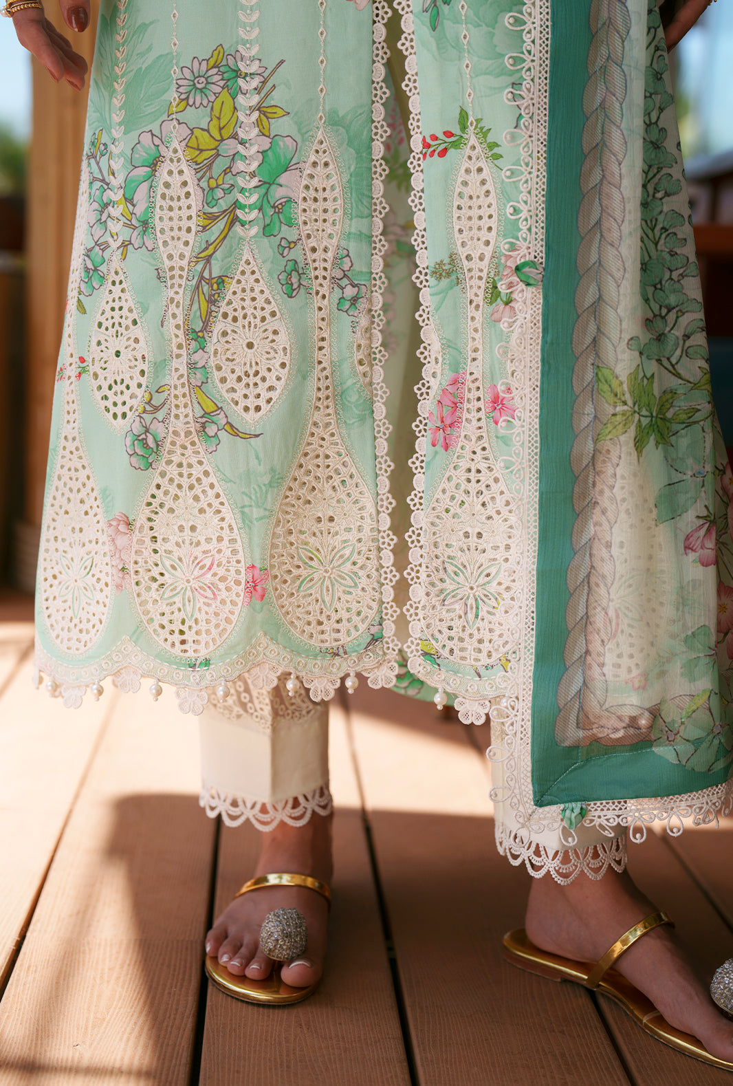 AJR Couture | Printed Chikankari 26 | Eliya - Luxury Dress - available at Maria Faisal in UK and USA.