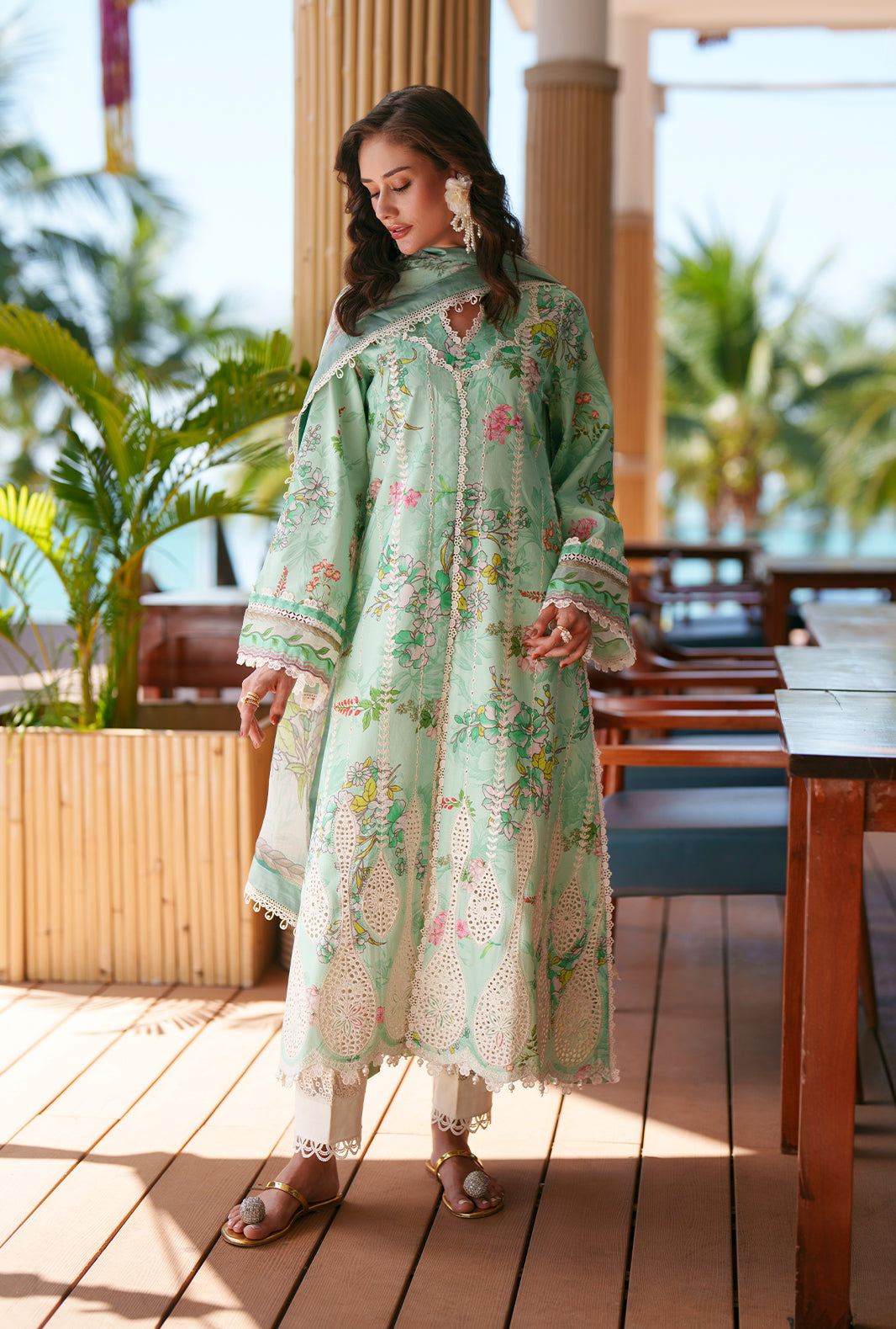 AJR Couture | Printed Chikankari 26 | Eliya - Luxury Dress - available at Maria Faisal in UK and USA.