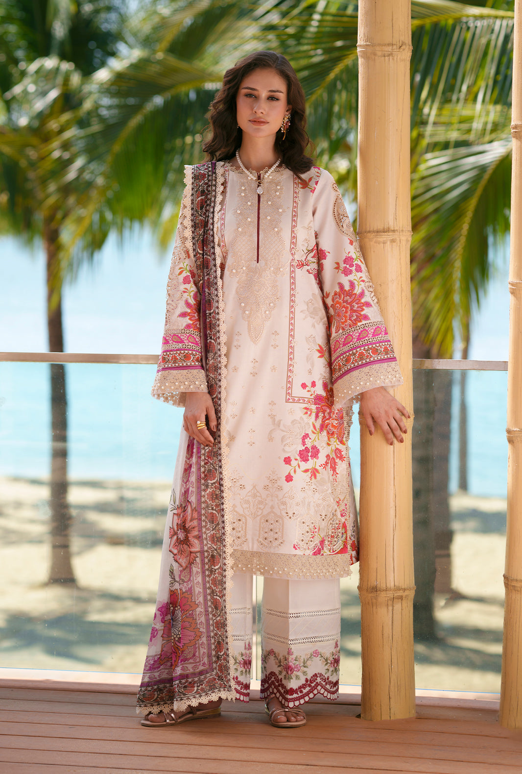 AJR Couture | Printed Chikankari 26 | Aira - Luxury Dress - available at Maria Faisal in UK and USA.