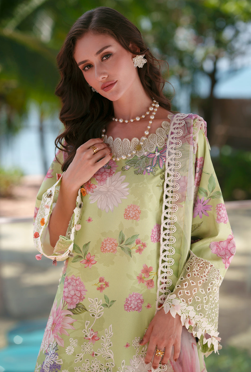 AJR Couture | Printed Chikankari 26 | Riwa - Luxury Dress - available at Maria Faisal in UK and USA.