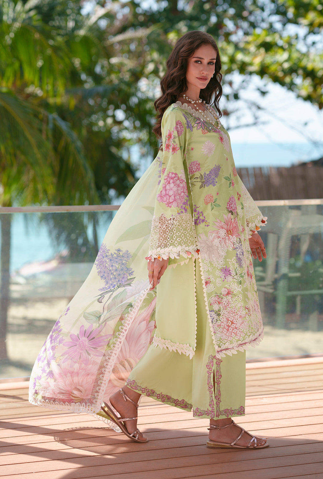 AJR Couture | Printed Chikankari 26 | Riwa - Luxury Dress - available at Maria Faisal in UK and USA.