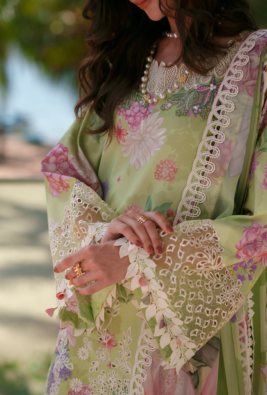 AJR Couture | Printed Chikankari 26 | Riwa - Luxury Dress - available at Maria Faisal in UK and USA.